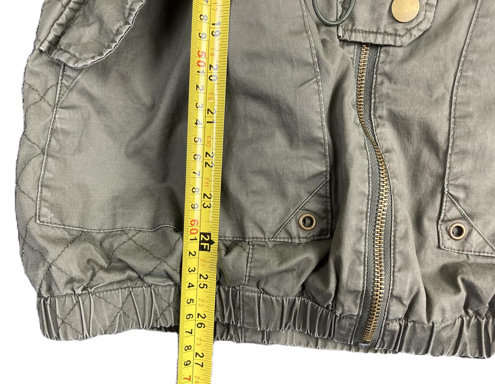Blanc Noir Women's Utility Jacket Olive Green Plaid Lined Parka Sz XS