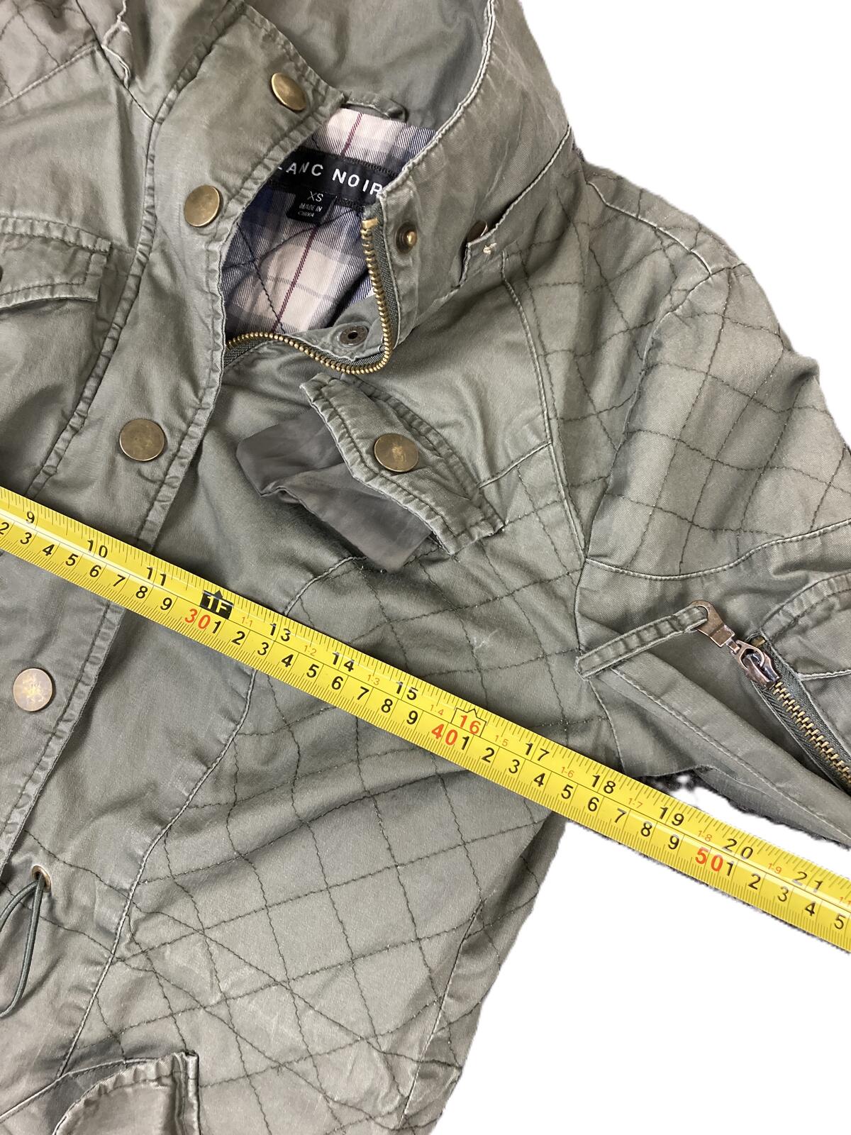 Blanc Noir Women's Utility Jacket Olive Green Plaid Lined Parka Sz XS