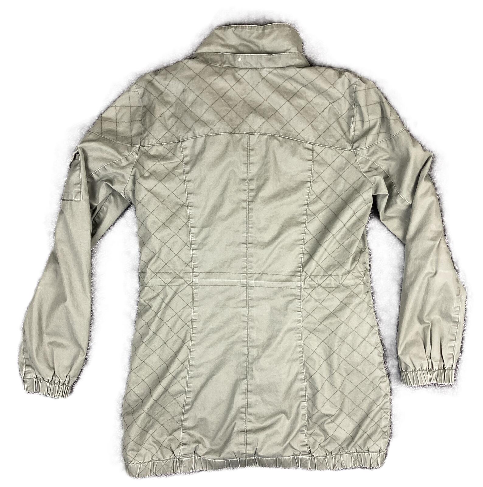 Blanc Noir Women's Utility Jacket Olive Green Plaid Lined Parka Sz XS