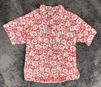 Toes On The Nose Mens Hawaiian Shirt Small Red White Hibiscus 100% Cotton Sz S