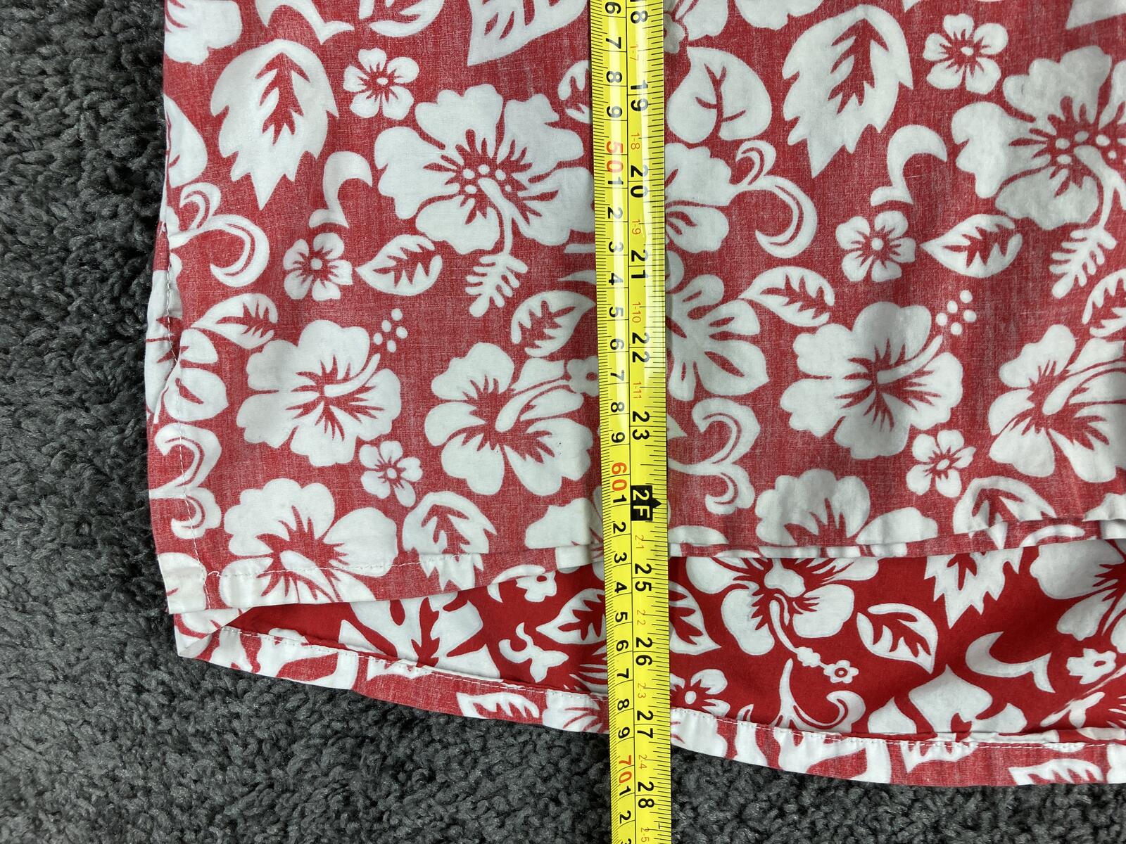 Toes On The Nose Mens Hawaiian Shirt Small Red White Hibiscus 100% Cotton Sz S