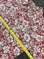 Toes On The Nose Mens Hawaiian Shirt Small Red White Hibiscus 100% Cotton Sz S