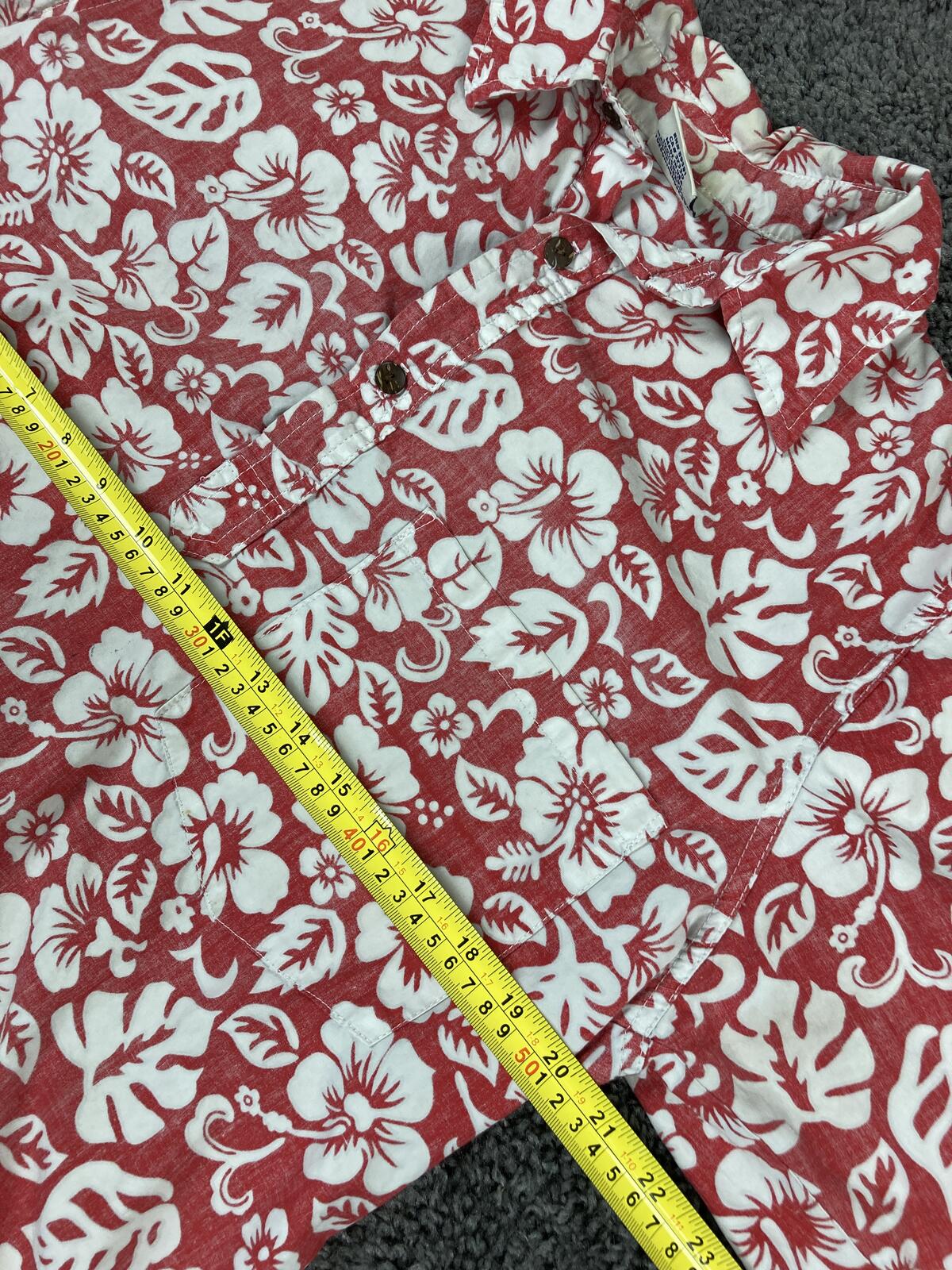 Toes On The Nose Mens Hawaiian Shirt Small Red White Hibiscus 100% Cotton Sz S