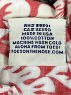 Toes On The Nose Mens Hawaiian Shirt Small Red White Hibiscus 100% Cotton Sz S