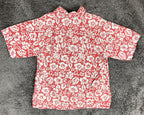 Toes On The Nose Mens Hawaiian Shirt Small Red White Hibiscus 100% Cotton Sz S