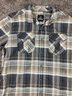 PrAna Plaid Shirt Long Sleeve Brown & Gray Size L