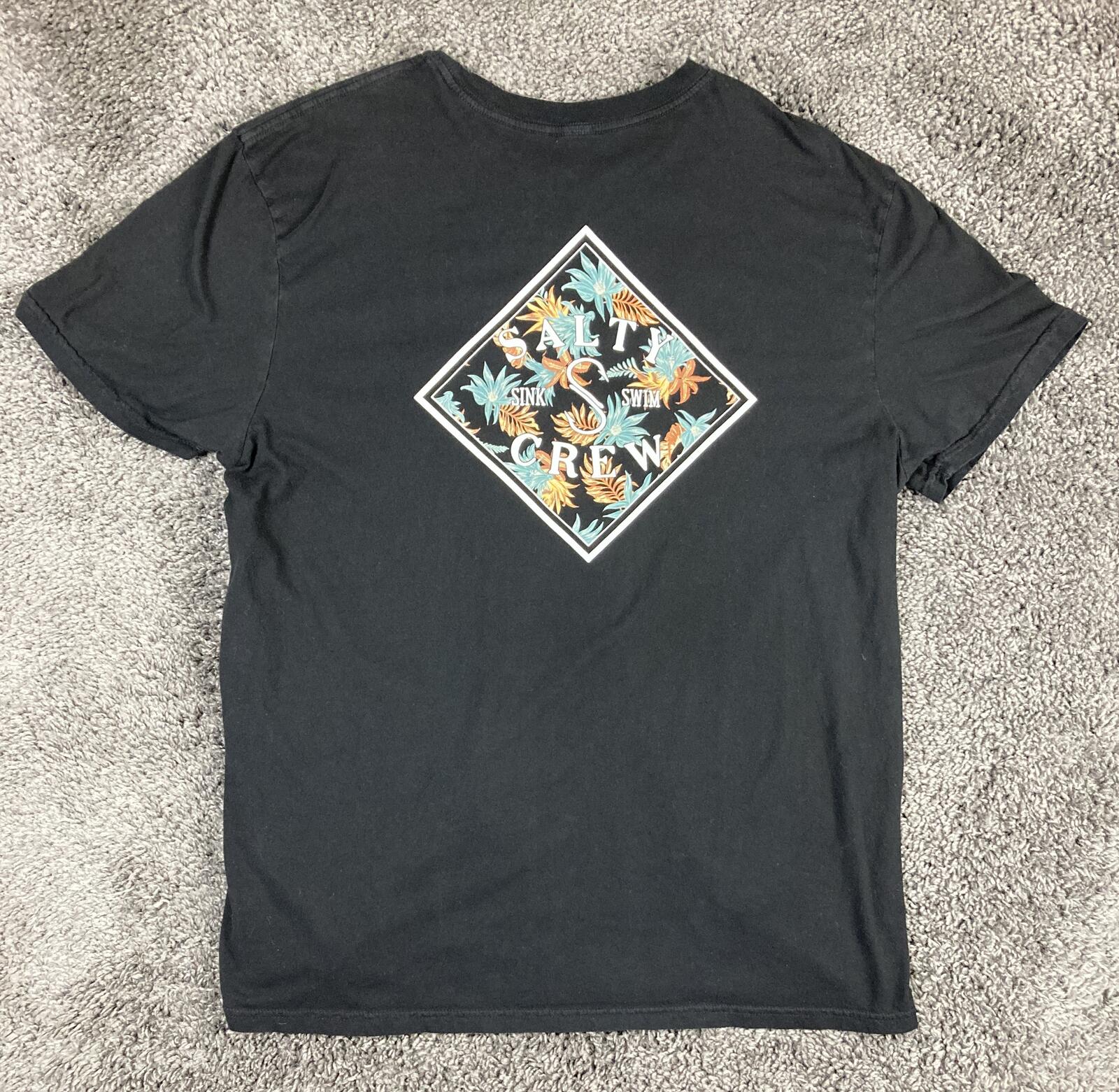 Salty Crew Tippet Tropic Fill T-Shirt Men's Black Fishing Graphic Sz XL