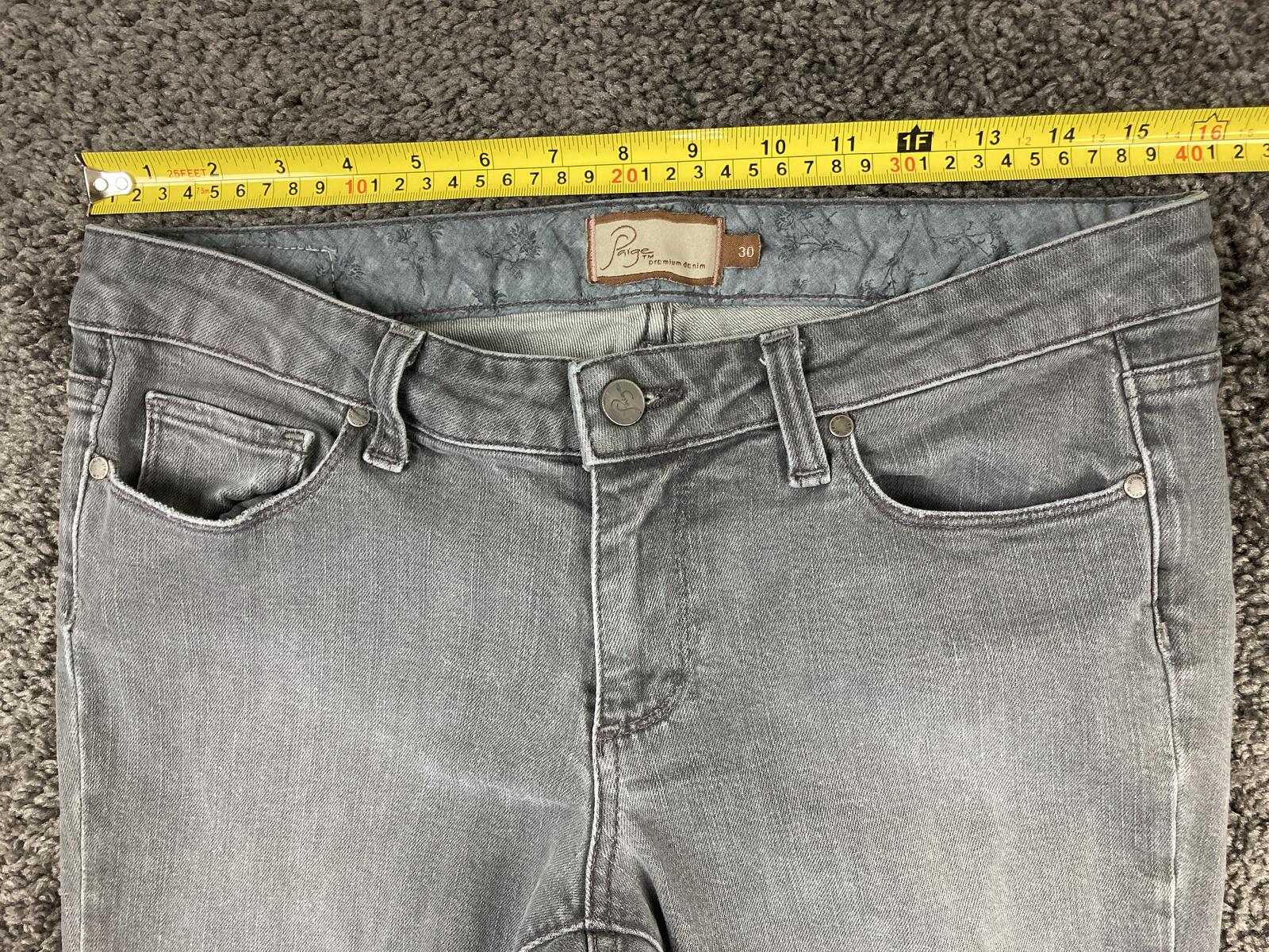 Paige Premium Denim Blue Heights Gray Low Rise Skinny Jeans Womens Stretch Sz30