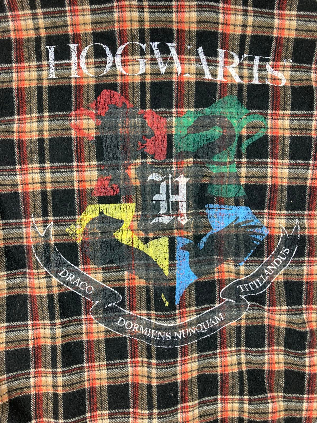 Men’s Harry Potter Hogwarts Plaid Wool Blend Flannel Shirt XS Button Up