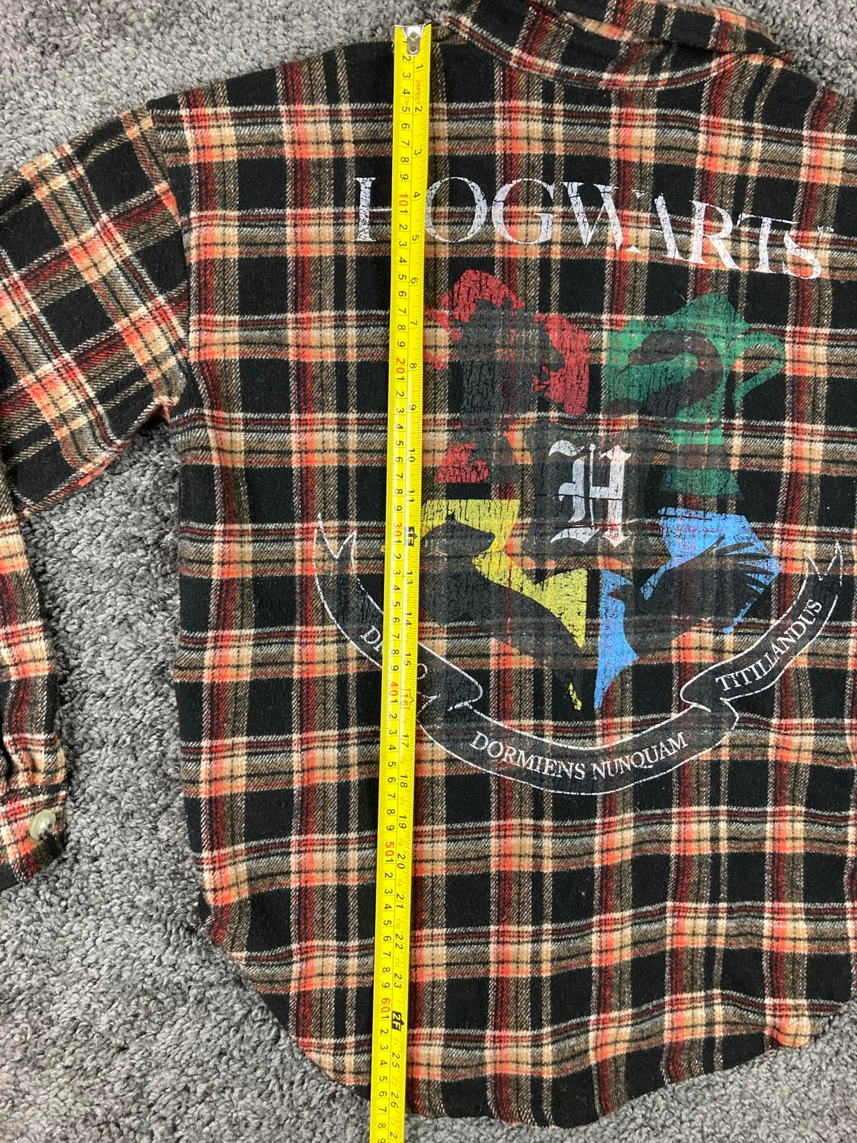Men’s Harry Potter Hogwarts Plaid Wool Blend Flannel Shirt XS Button Up