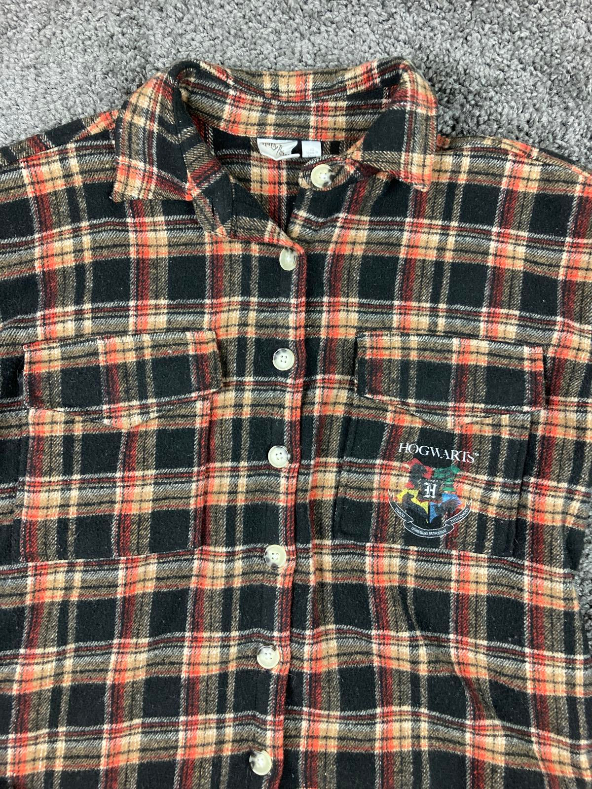 Men’s Harry Potter Hogwarts Plaid Wool Blend Flannel Shirt XS Button Up