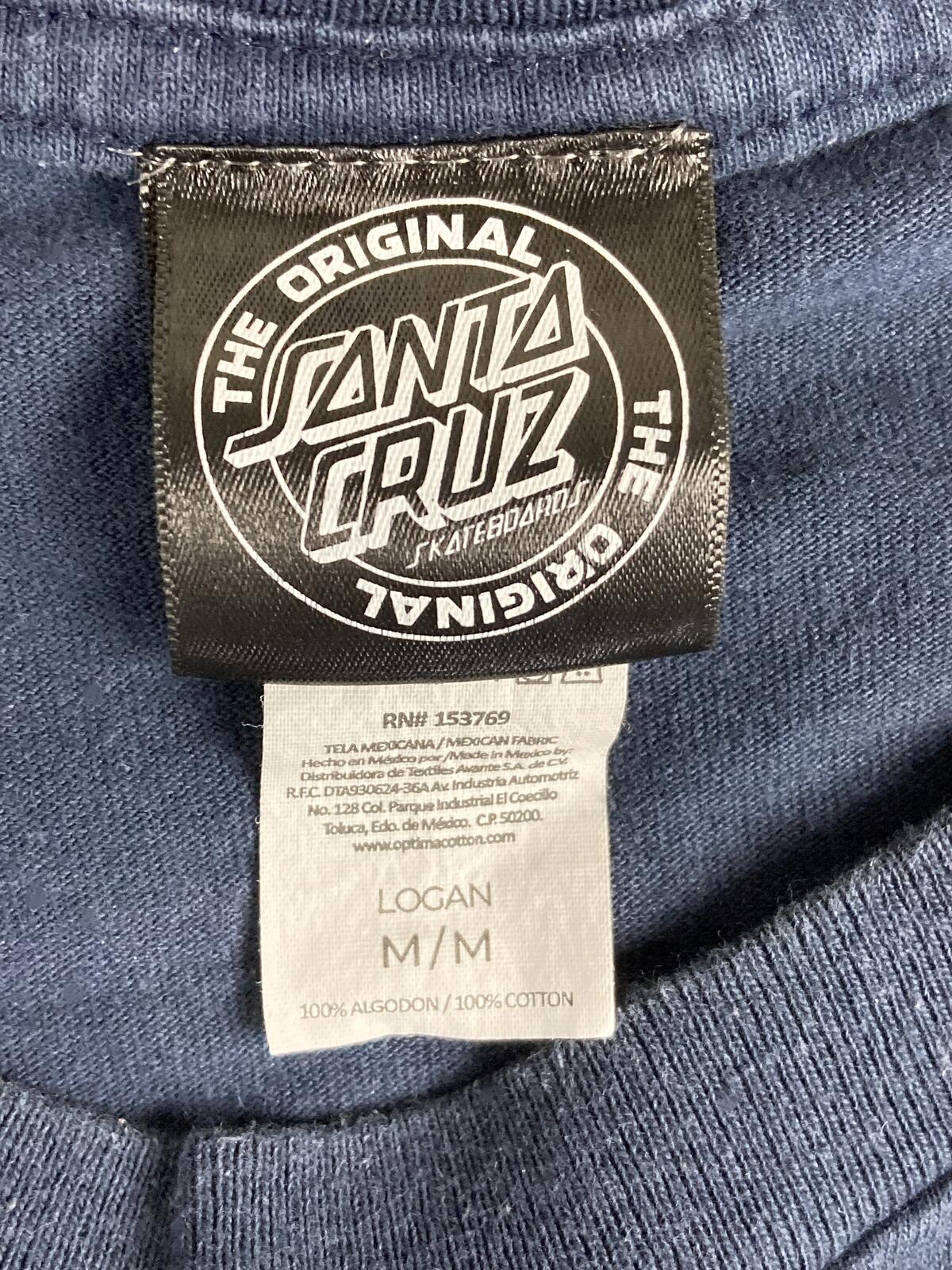 Santa Cruz Skateboards Shirt Mens Navy Blue Opus Dot Big Logo Tee Sz Medium