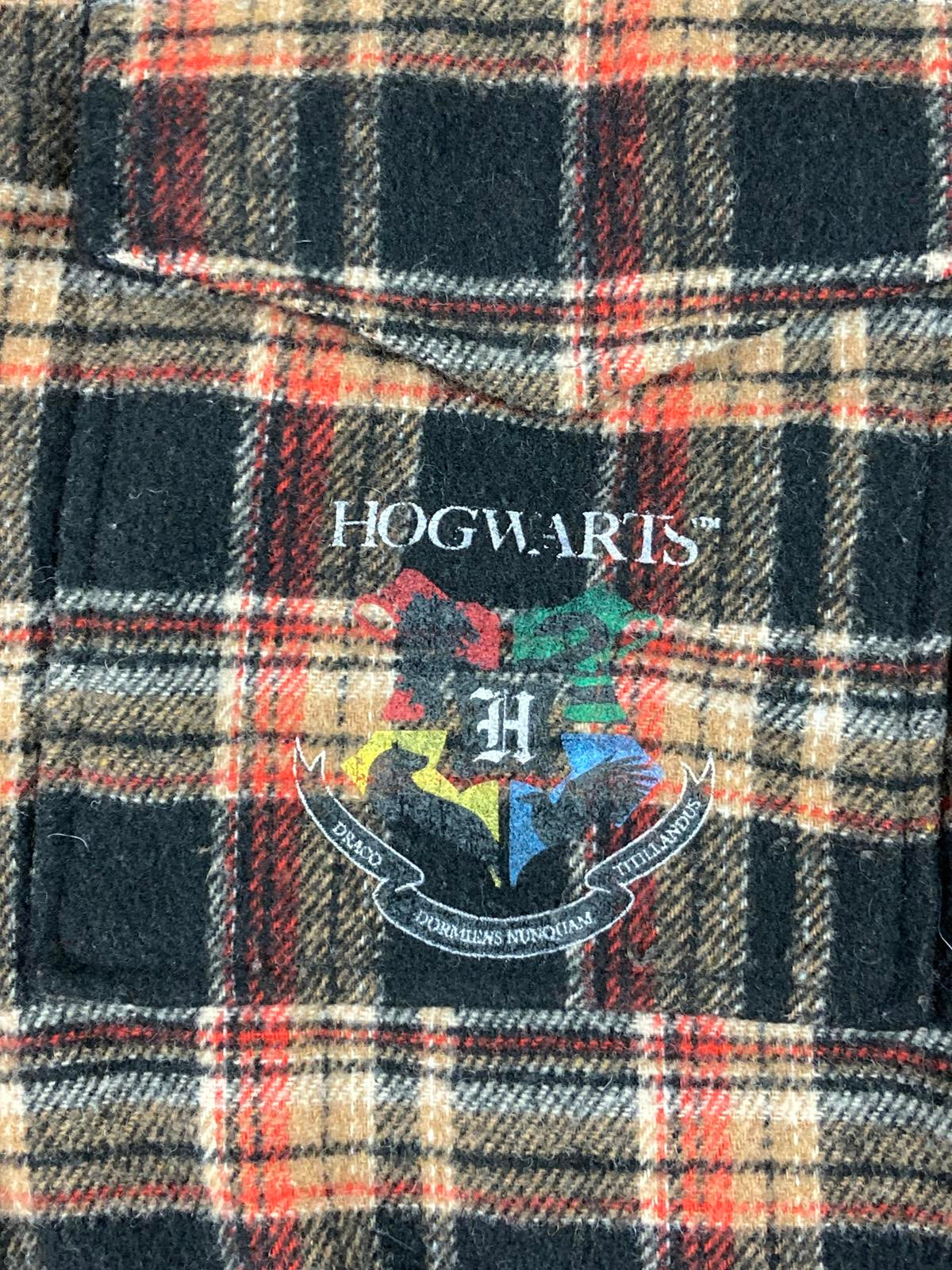 Men’s Harry Potter Hogwarts Plaid Wool Blend Flannel Shirt XS Button Up