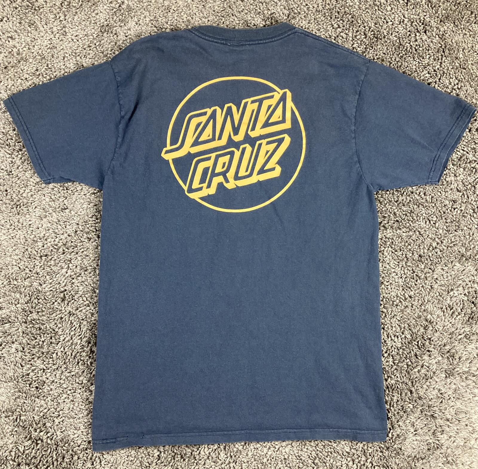 Santa Cruz Skateboards Shirt Mens Navy Blue Opus Dot Big Logo Tee Sz Medium