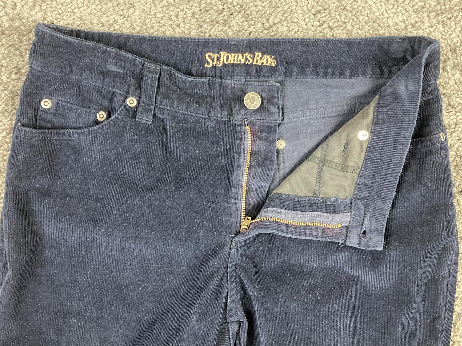 St. John's Bay Secretly Slender Corduroy Bootcut Jeans Navy Blue Stretch Sz  8