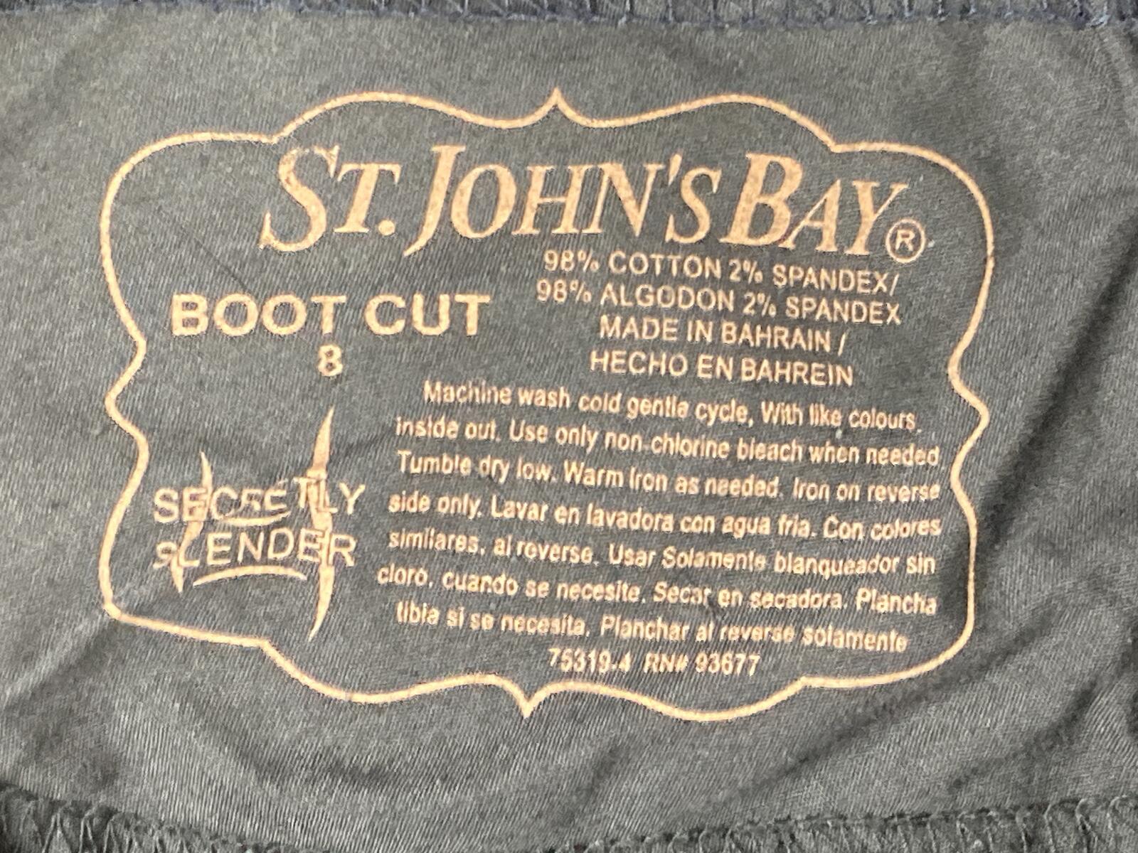St. John's Bay Secretly Slender Corduroy Bootcut Jeans Navy Blue Stretch Sz  8