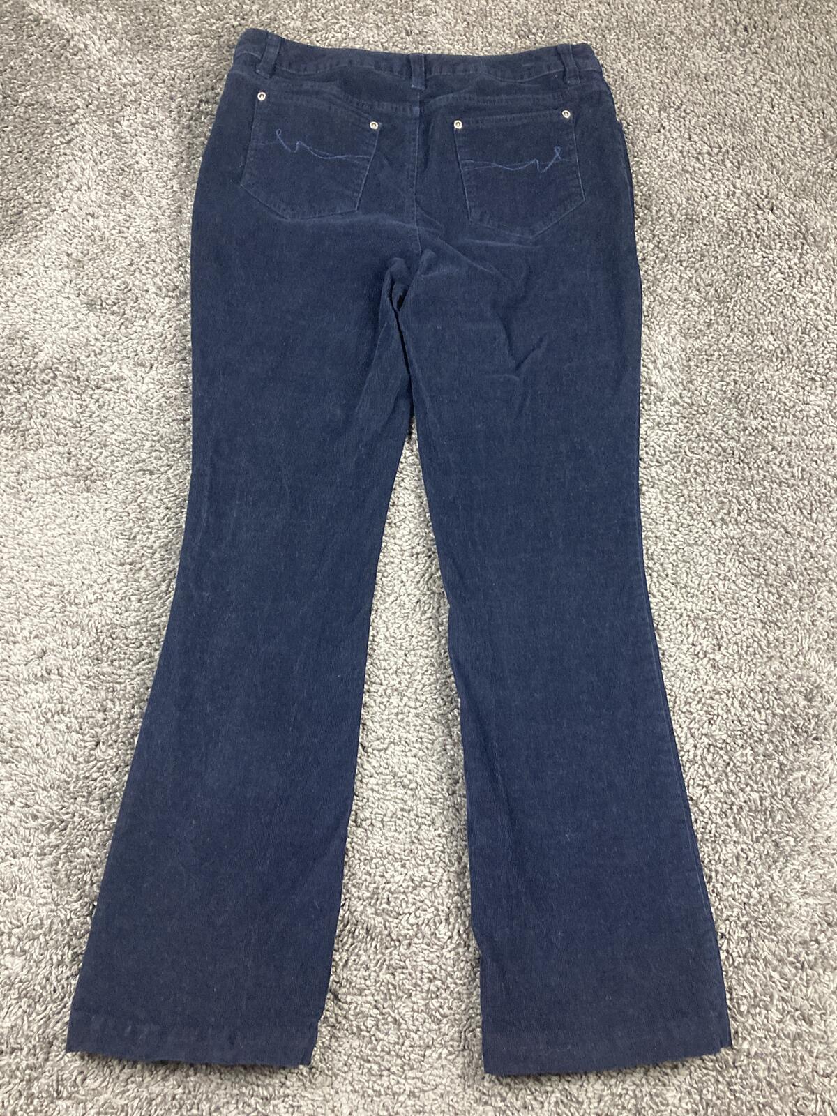 St. John's Bay Secretly Slender Corduroy Bootcut Jeans Navy Blue Stretch Sz  8