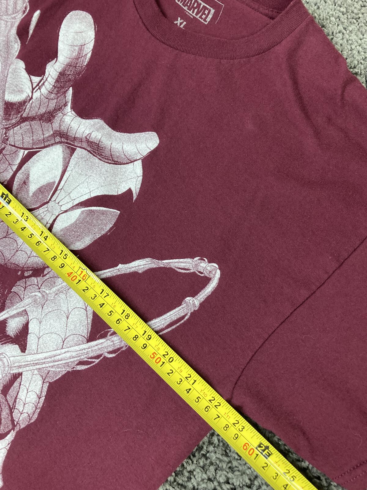 Marvel Spider-Man Web Whip T-Shirt Mens Maroon Graphic Tee Amazing Spiderman XL
