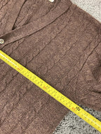 Vintage Jantzen Country Squire Cardigan Sweater Brown Cable Knit USA Cobain Sz L