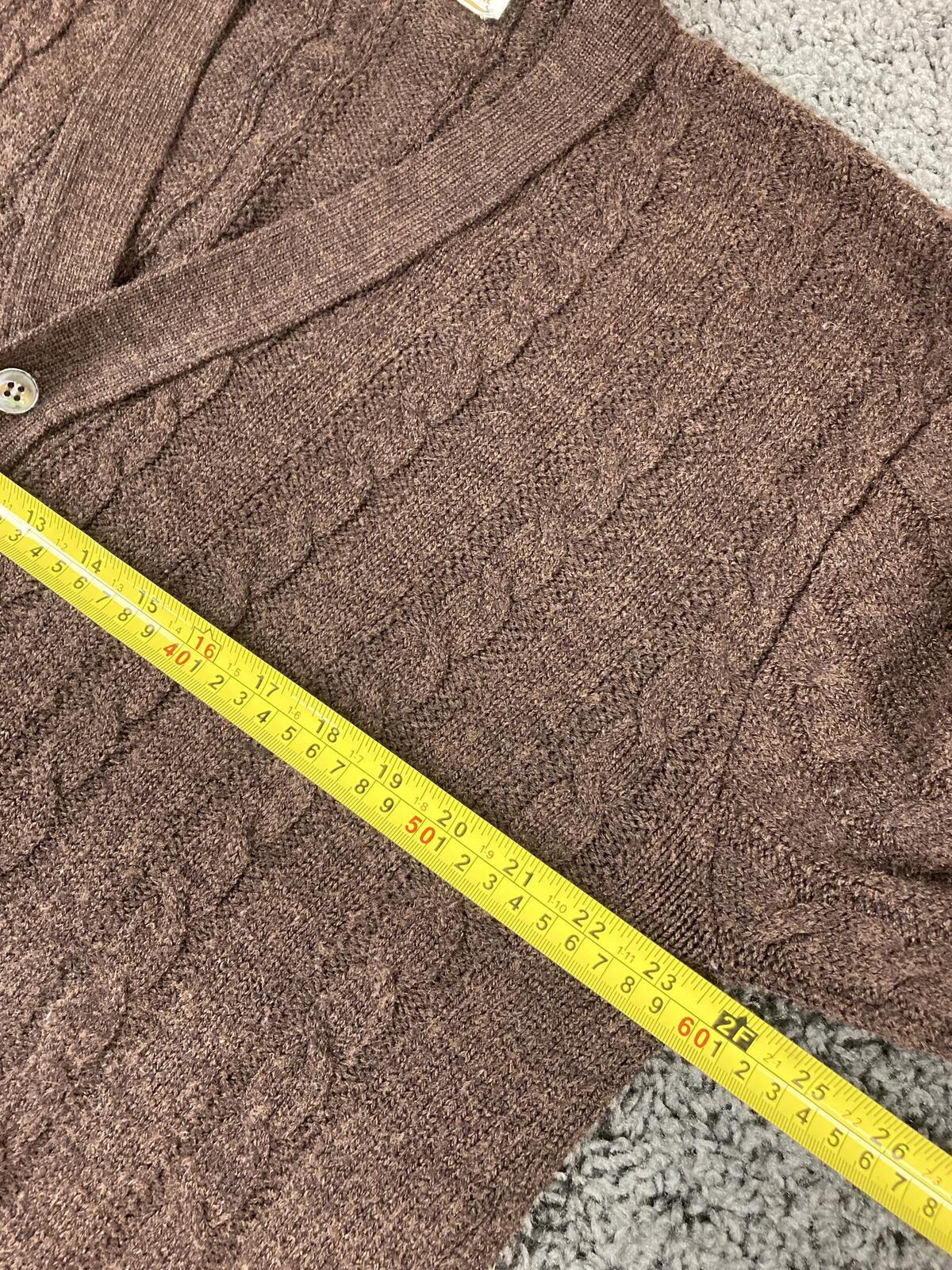 Vintage Jantzen Country Squire Cardigan Sweater Brown Cable Knit USA Cobain Sz L
