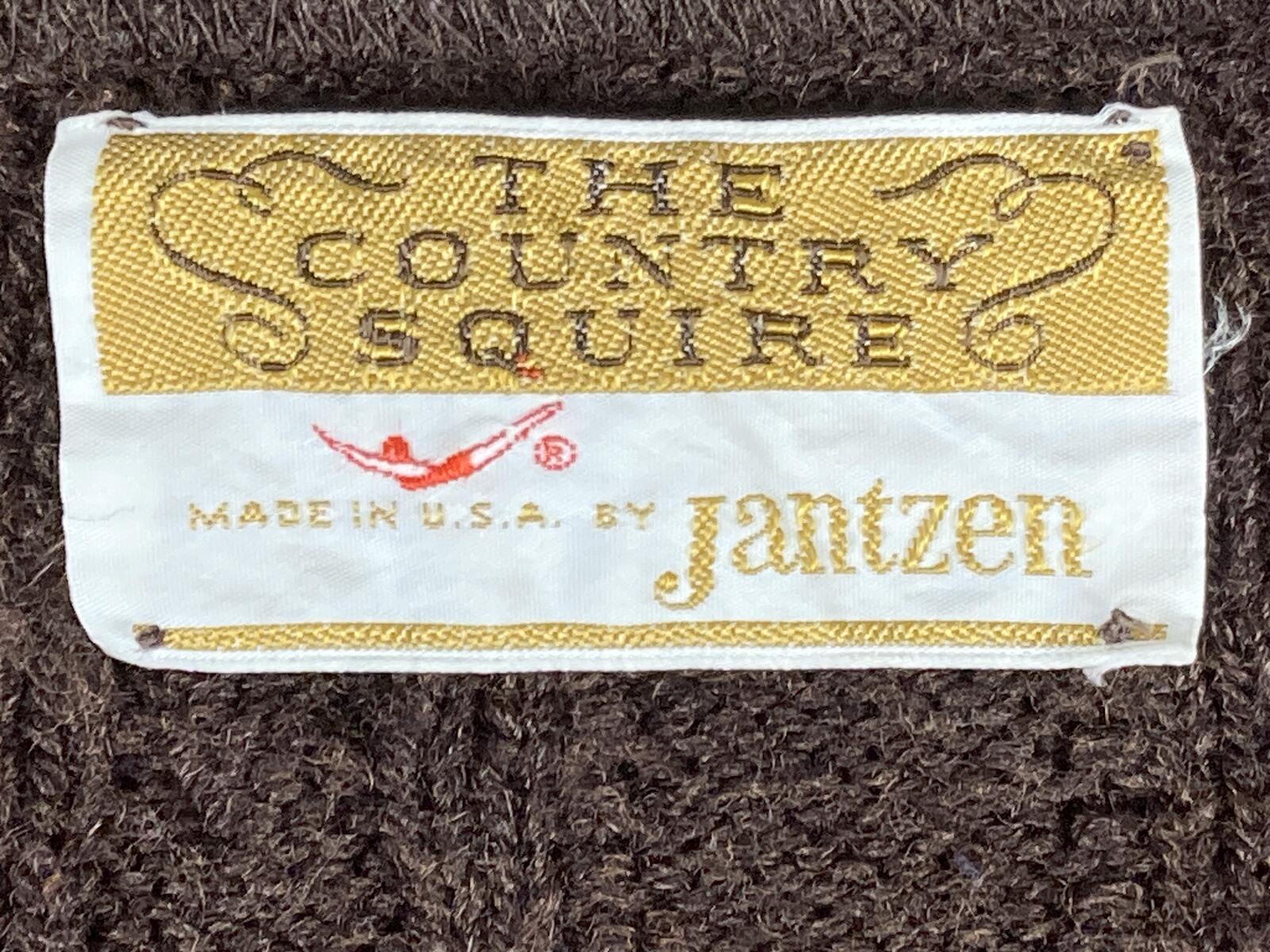 Vintage Jantzen Country Squire Cardigan Sweater Brown Cable Knit USA Cobain Sz L