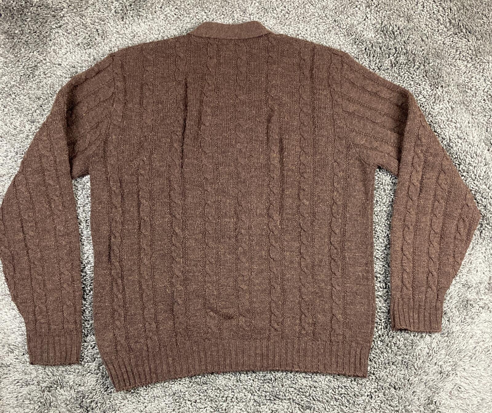 Vintage Jantzen Country Squire Cardigan Sweater Brown Cable Knit USA Cobain Sz L