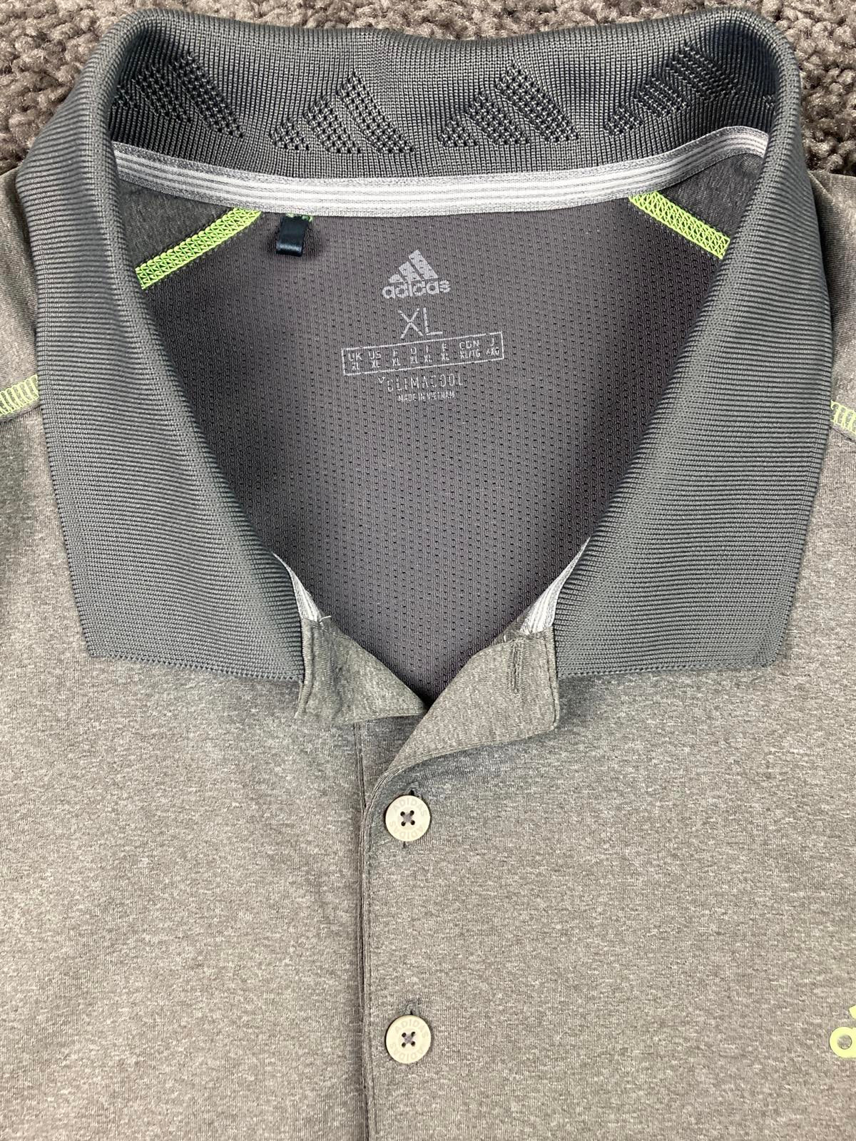 Adidas Men’s Shirt XL Long Sleeve Polo Gray Climacool Performance Athletic