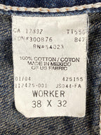 Vintage 1999 Gap Industrial Worker Jeans Men's Dark Wash Carpenter Denim 38x27
