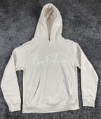 New Balance Hoodie Logo Pullover Youth Girls Beige Fleece Sweatshirt Sz 16