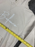 New Balance Hoodie Logo Pullover Youth Girls Beige Fleece Sweatshirt Sz 16