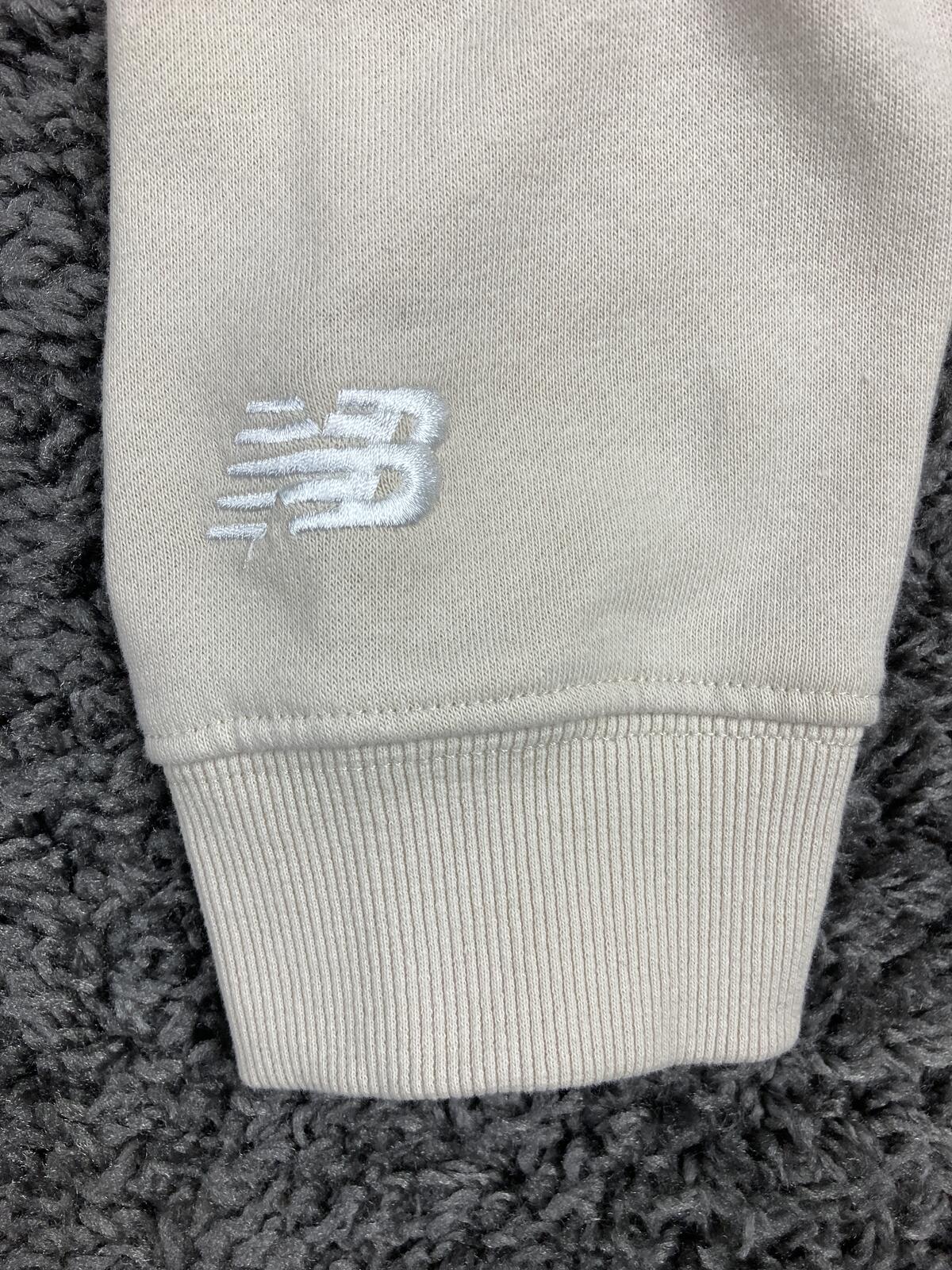 New Balance Hoodie Logo Pullover Youth Girls Beige Fleece Sweatshirt Sz 16