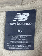 New Balance Hoodie Logo Pullover Youth Girls Beige Fleece Sweatshirt Sz 16