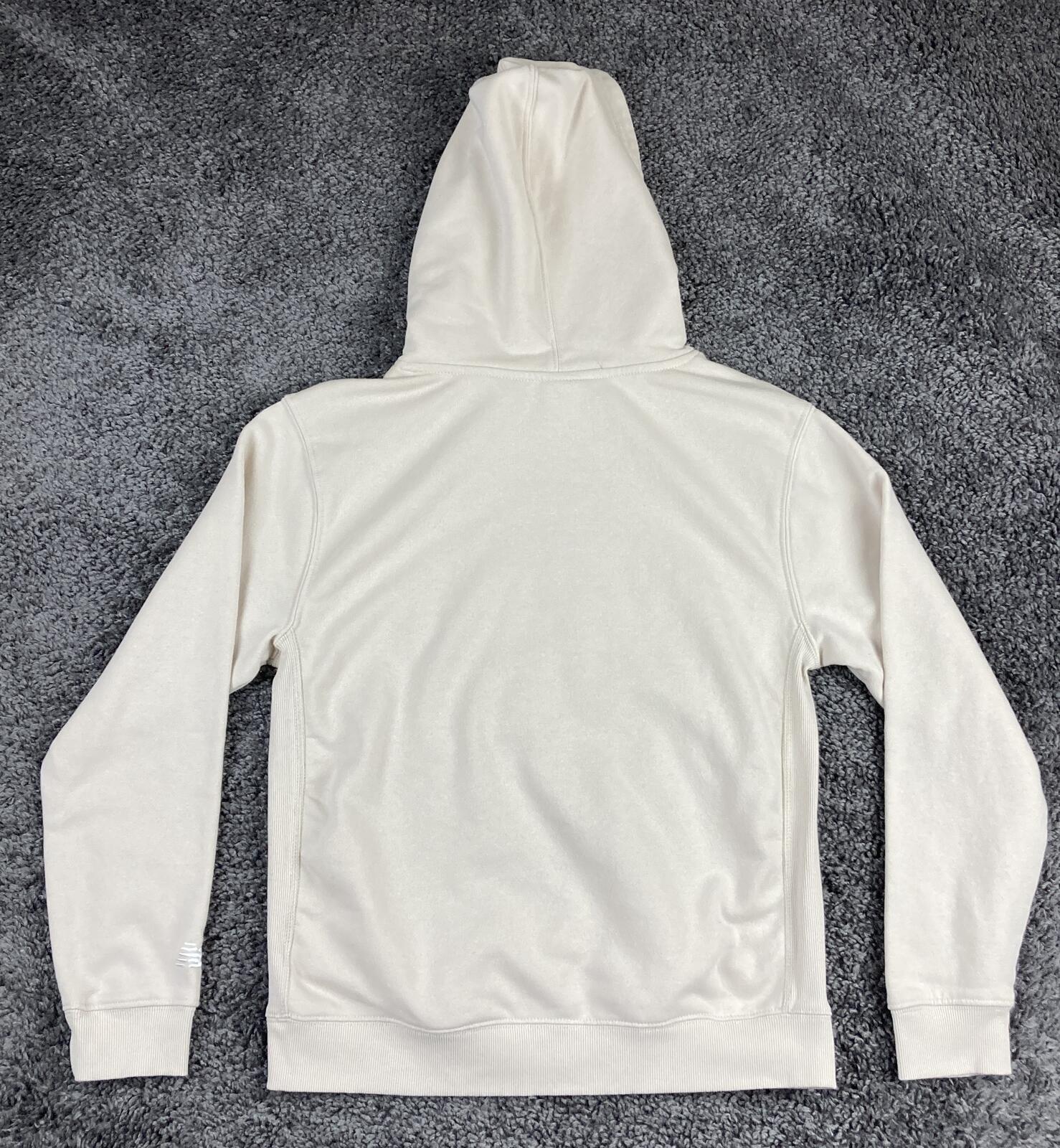 New Balance Hoodie Logo Pullover Youth Girls Beige Fleece Sweatshirt Sz 16