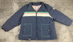 Vintage ZeroXposur Women’s Down Puffer Jacket Navy Pink Green Striped Coat Sz XL