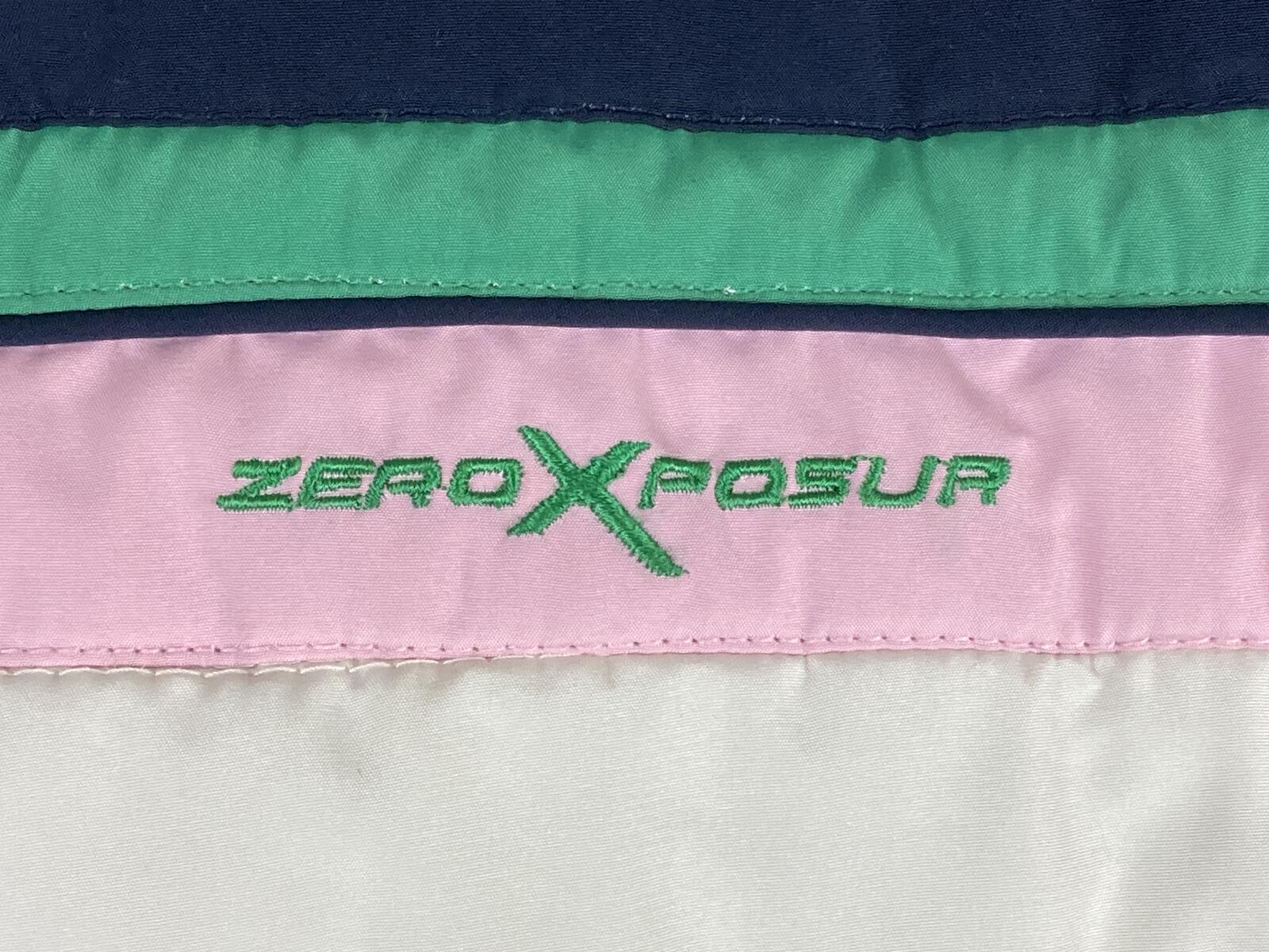 Vintage ZeroXposur Women’s Down Puffer Jacket Navy Pink Green Striped Coat Sz XL