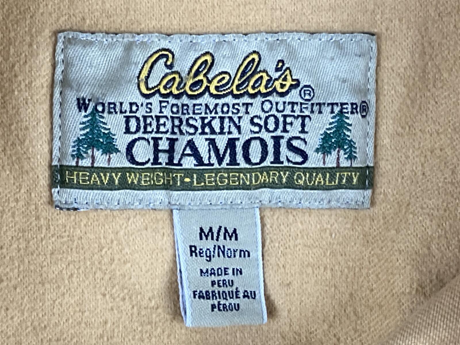 Vintage 90s Cabela's Deerskin Soft Chamois Shirt Mens Tan Long Sleeve Sz M