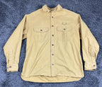 Vintage 90s Cabela's Deerskin Soft Chamois Shirt Mens Tan Long Sleeve Sz M
