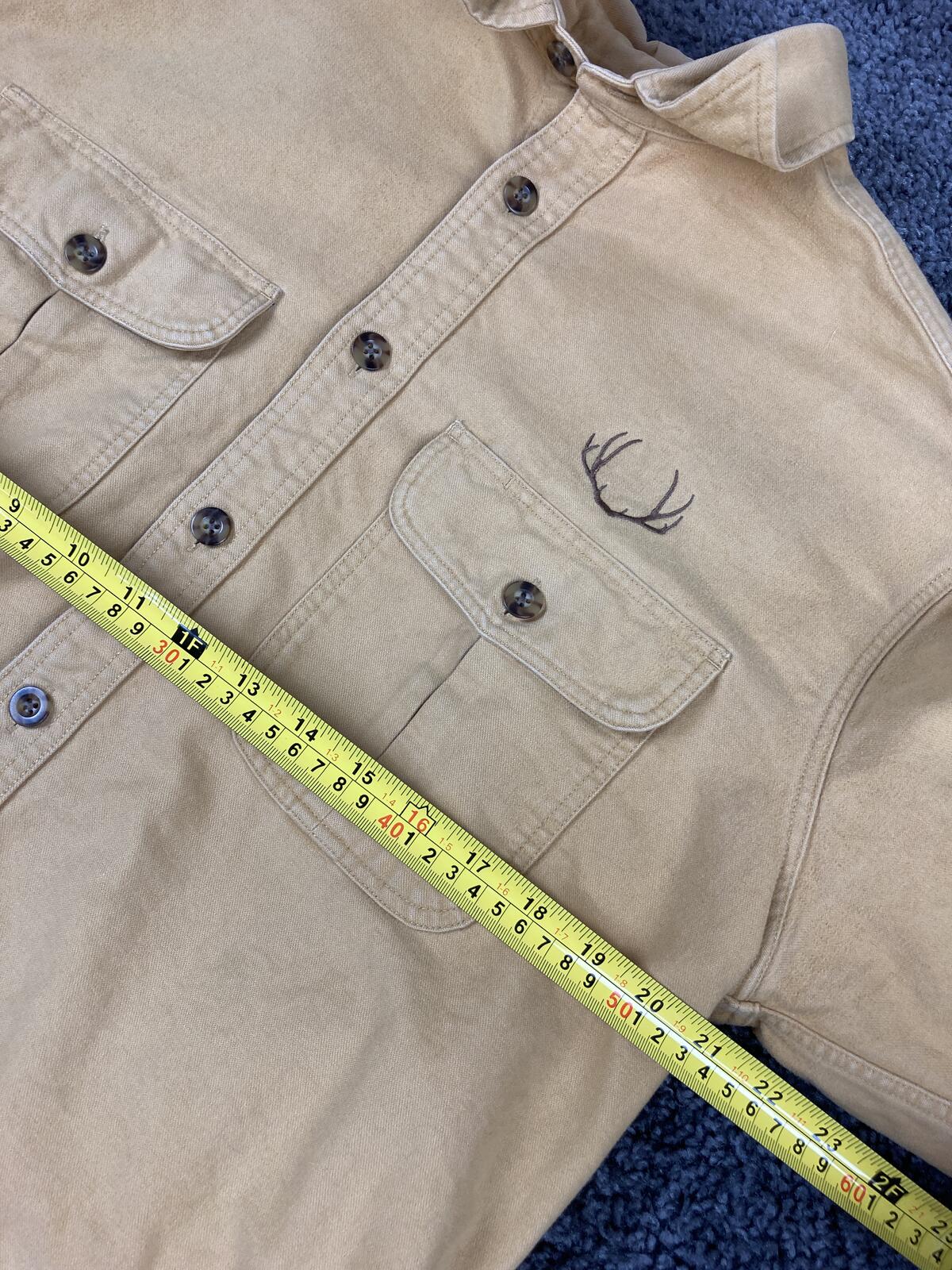 Vintage 90s Cabela's Deerskin Soft Chamois Shirt Mens Tan Long Sleeve Sz M