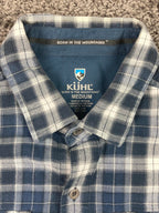 KÜHL Men’s Shirt Size Medium Blue Plaid Flannel Button Up Cotton Tencel