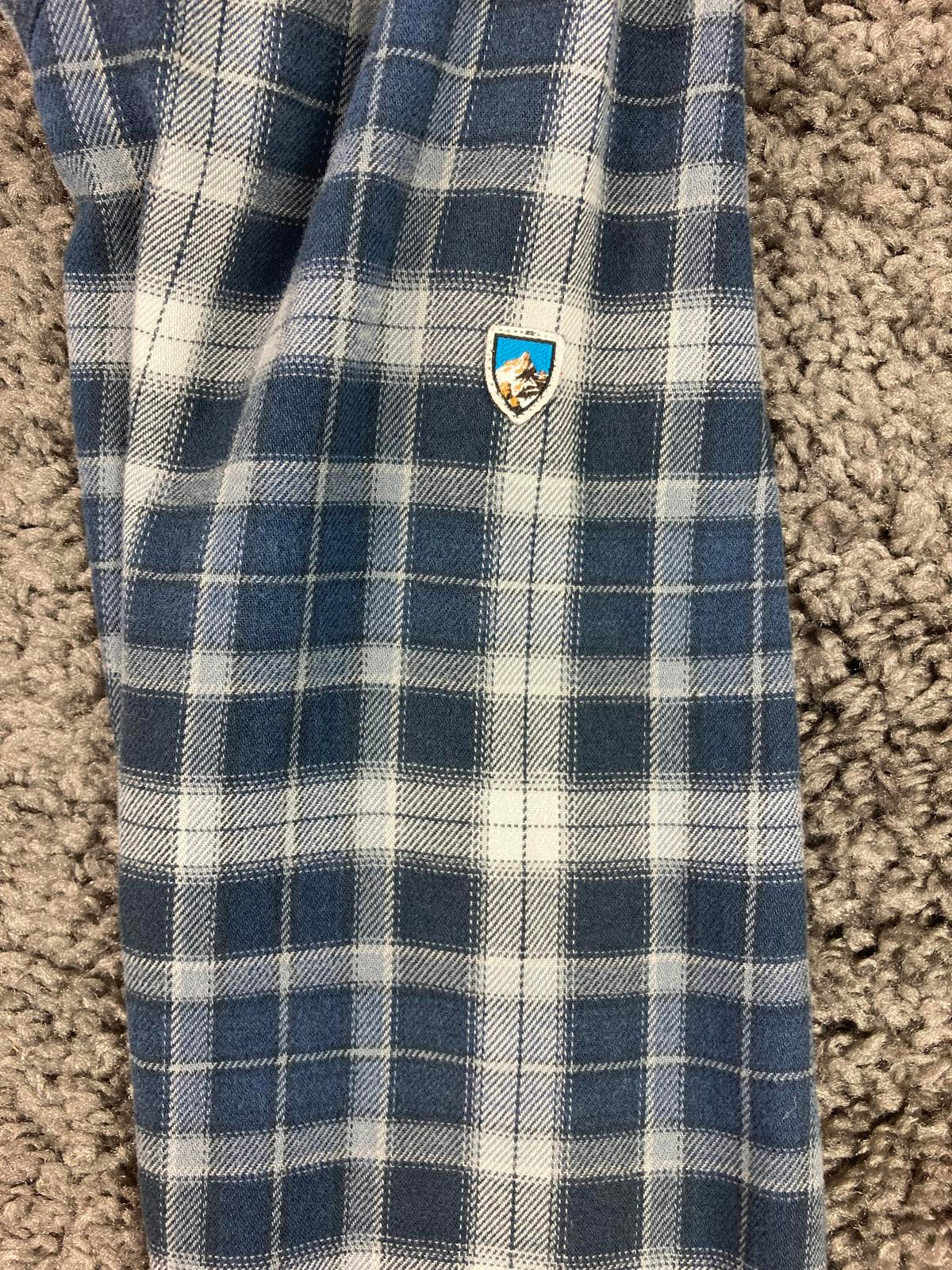 KÜHL Men’s Shirt Size Medium Blue Plaid Flannel Button Up Cotton Tencel