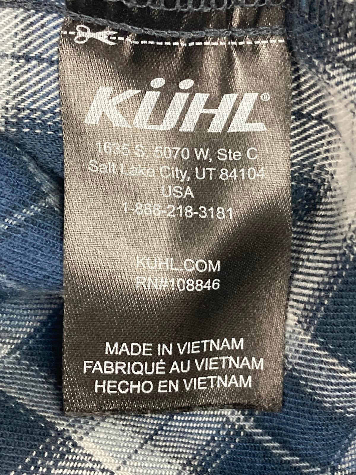 KÜHL Men’s Shirt Size Medium Blue Plaid Flannel Button Up Cotton Tencel