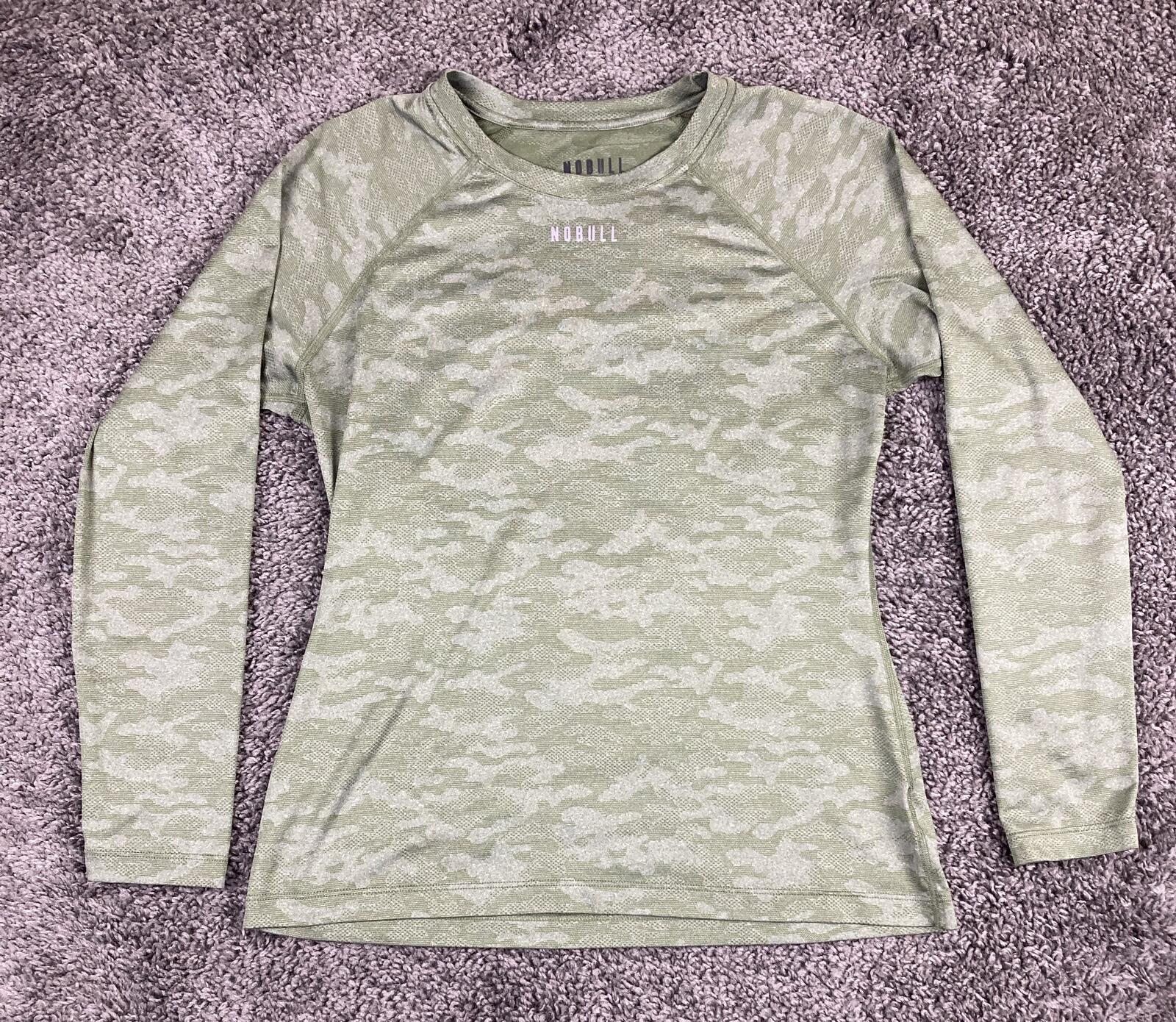 NOBULL Women's Lightweight Long Sleeve Tee Green Camo CrossFit Training  Size M