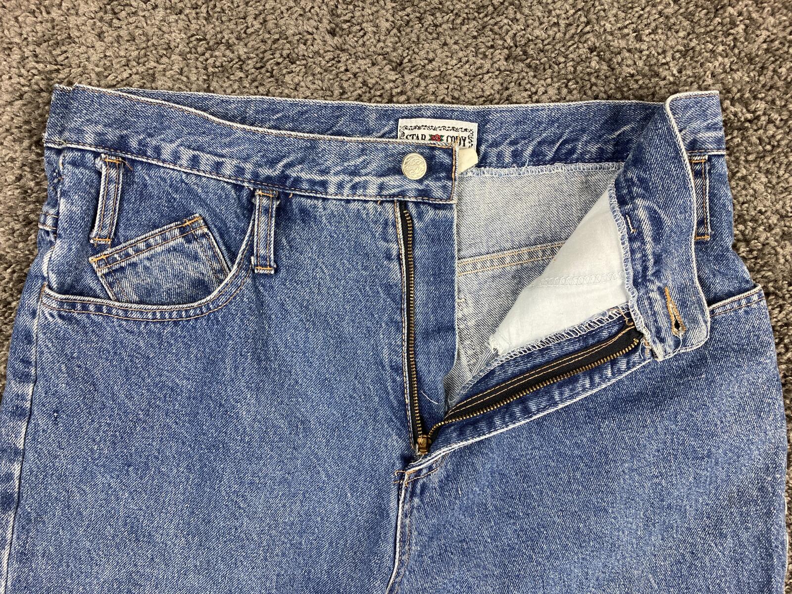 Vintage Star Cody High Rise Relaxed Tapered Leg Jeans Blue Denim 34x26