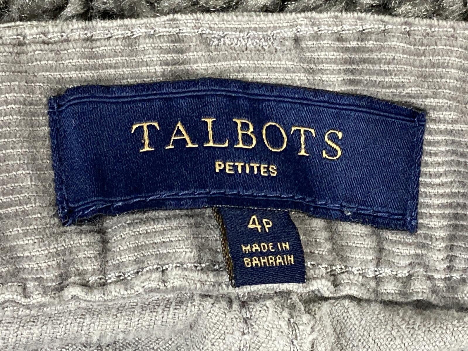 Talbots Curvy Fit Corduroy Pants Women’s Petite Gray Stretch Straight Leg Sz 4P