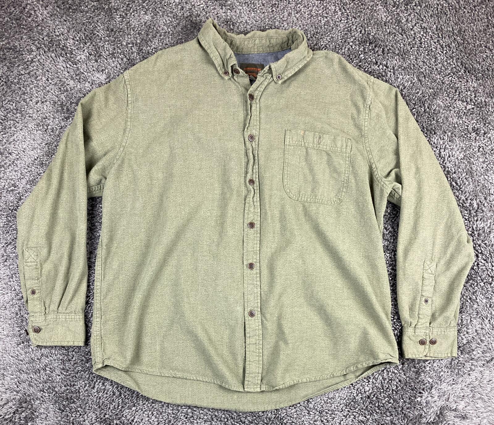 Northwest Territory Mens XL Green Cotton Flannel Shirt Long Sleeve Button Down