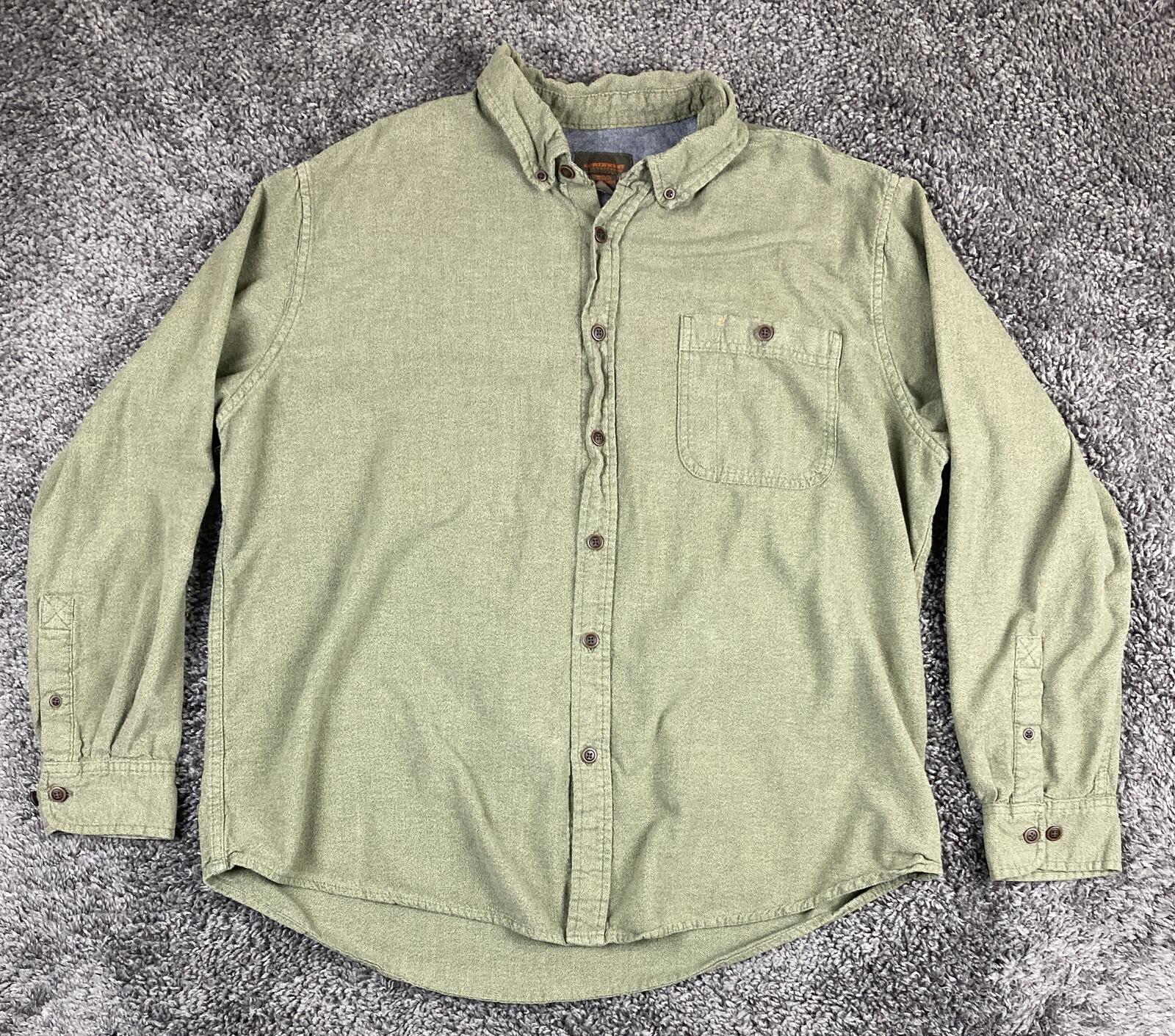 Northwest Territory Mens XL Green Cotton Flannel Shirt Long Sleeve Button Down