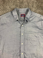 UNTUCKit Petrus Short Sleeve Button Down Shirt Blue Chambray Mens Size L