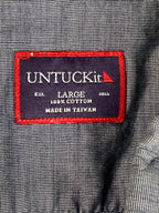 UNTUCKit Petrus Short Sleeve Button Down Shirt Blue Chambray Mens Size L