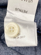UNTUCKit Petrus Short Sleeve Button Down Shirt Blue Chambray Mens Size L