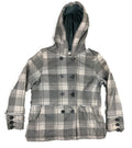 Empyre Men's Gray Plaid Hooded Peacoat Jacket Double Breasted Streetwear Coat XL